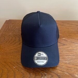 NEW ERA Brand 9FORTY Strapback Adjustable Hat Cap Blank Navy Blue Curved Brim